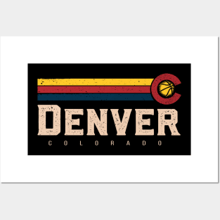 Retro Vintage Denver Basketball - Denver Colorado B-ball Posters and Art